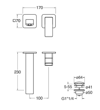 QUADRI S CRIQS259 - 2 hole wall-mounted washbasin mixer by CRISTINA Rubinetterie - view 3